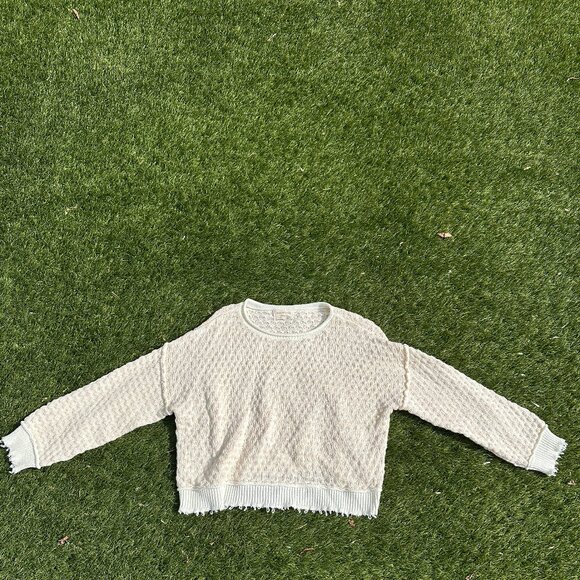 URBAN OUTFITTERS Women’s Maia Drapey Textured Knit Sweater in Cream - Picture 1 of 2